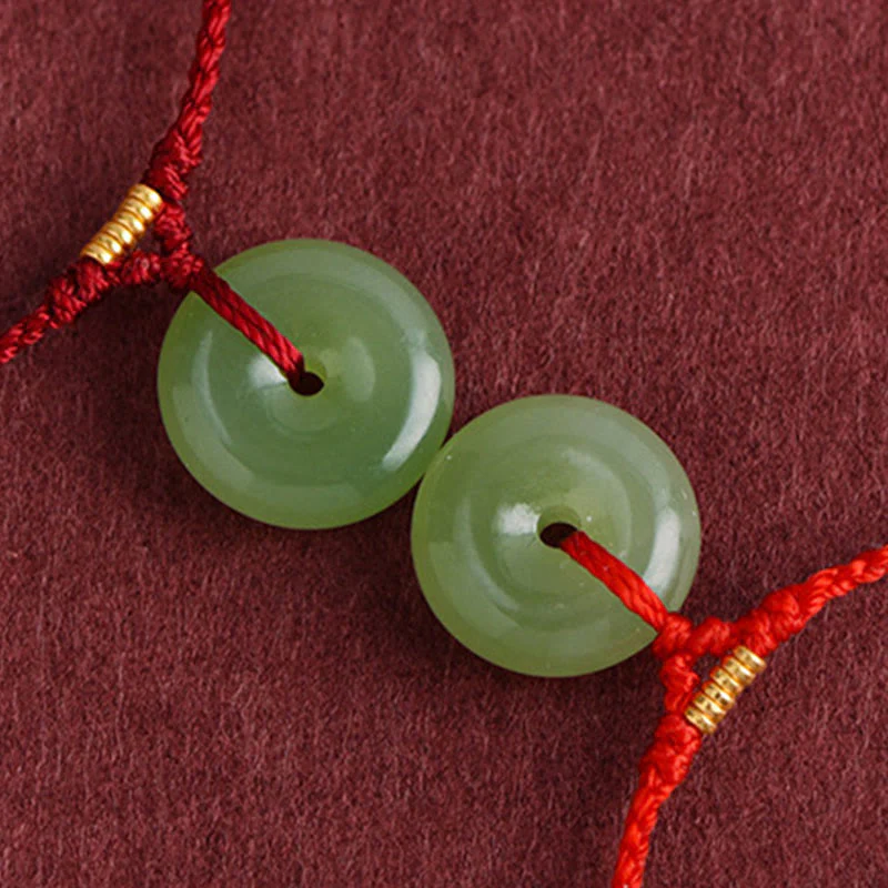 Braccialetto alla caviglia con fibbia della pace in giada naturale Hetian Buddha Stones e corda per l'abbondanza - Image 13