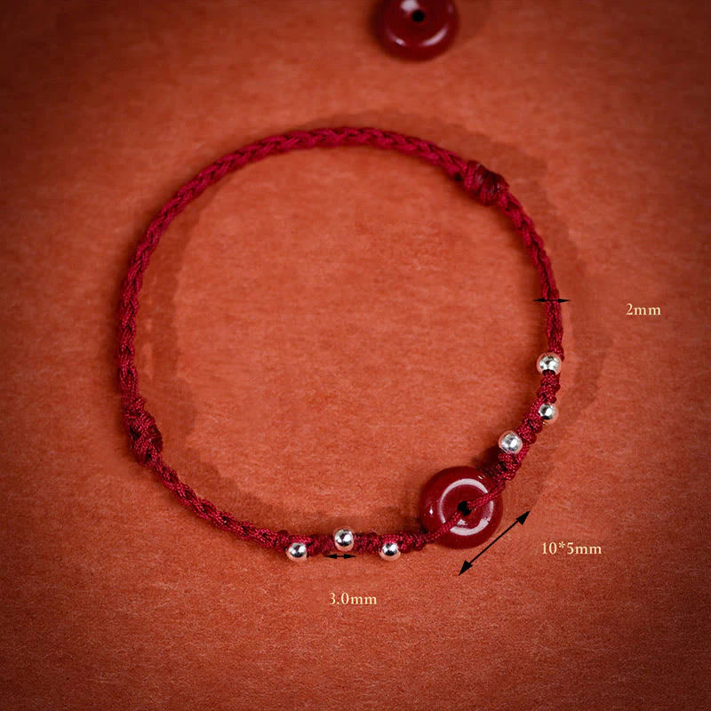 Braccialetto alla caviglia regolabile con fibbia della pace in cinabro Buddha Stones, fatto a mano - Image 19