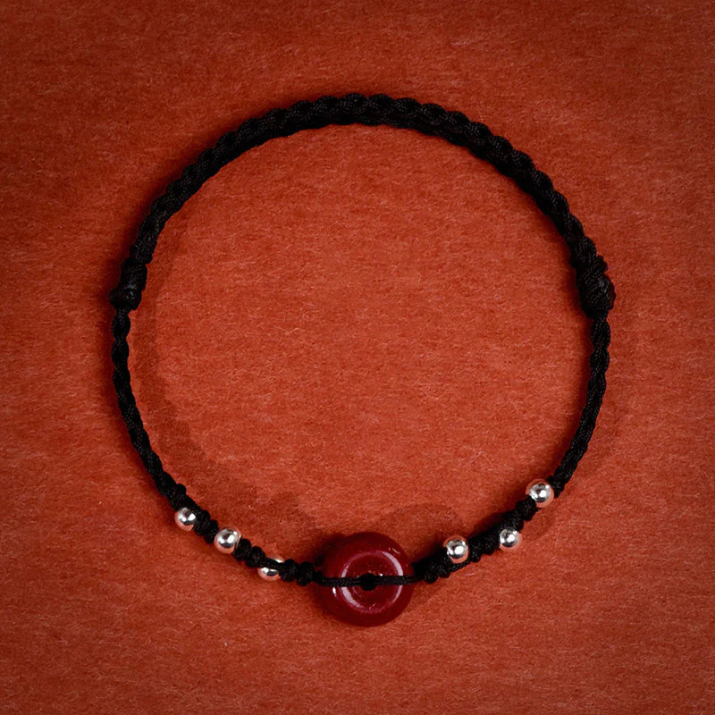 Braccialetto alla caviglia regolabile con fibbia della pace in cinabro Buddha Stones, fatto a mano - Image 20