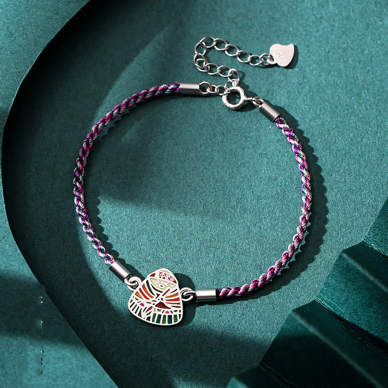 Braccialetto artigianale multicolore con motivo Zongzi in argento sterling 925 Buddha Stones - Image 10