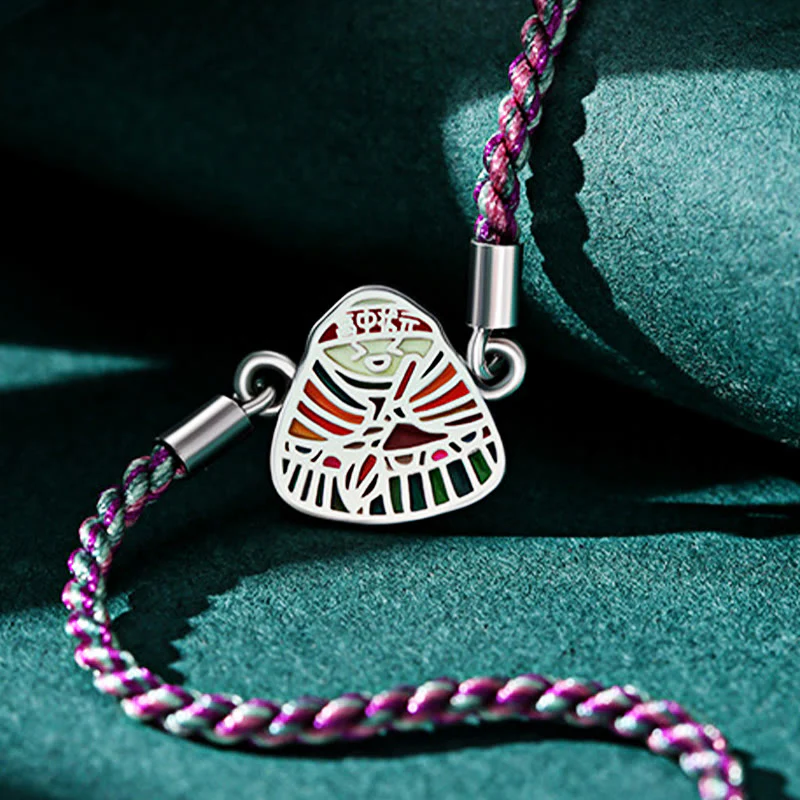 Braccialetto artigianale multicolore con motivo Zongzi in argento sterling 925 Buddha Stones - Image 11