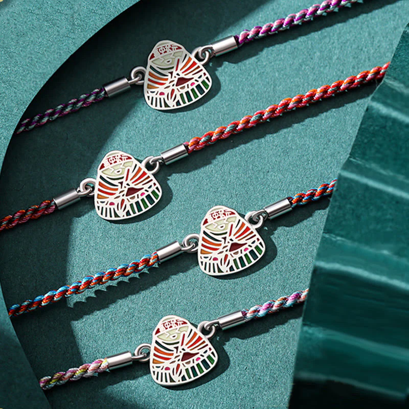 Braccialetto artigianale multicolore con motivo Zongzi in argento sterling 925 Buddha Stones - Image 3