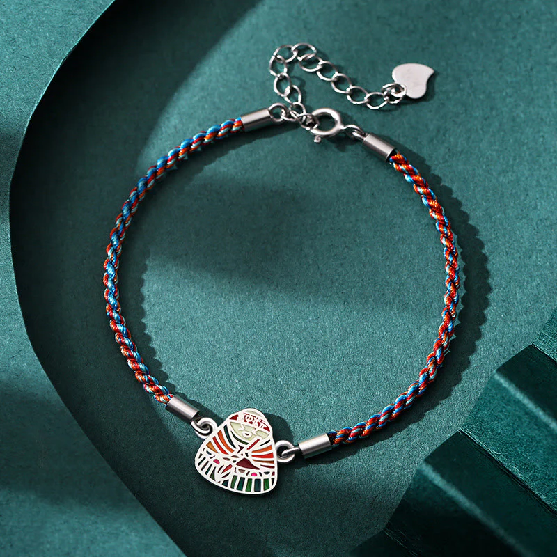 Braccialetto artigianale multicolore con motivo Zongzi in argento sterling 925 Buddha Stones - Image 4