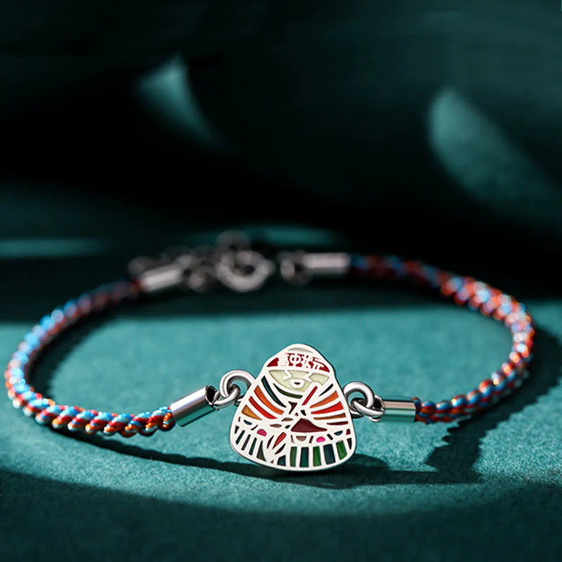 Braccialetto artigianale multicolore con motivo Zongzi in argento sterling 925 Buddha Stones - Image 5