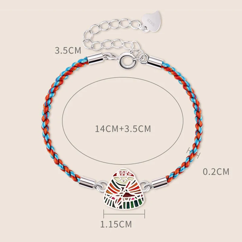 Braccialetto artigianale multicolore con motivo Zongzi in argento sterling 925 Buddha Stones - Image 7