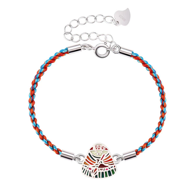Braccialetto artigianale multicolore con motivo Zongzi in argento sterling 925 Buddha Stones - Image 8