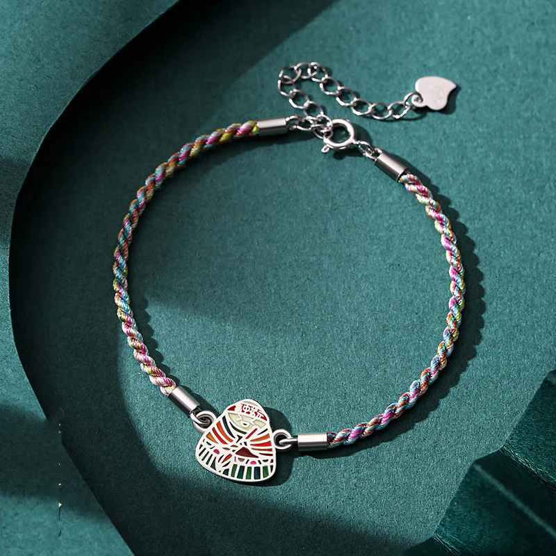 Braccialetto artigianale multicolore con motivo Zongzi in argento sterling 925 Buddha Stones - Image 9