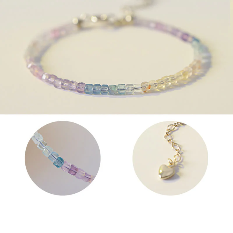 Braccialetto Buddha Stones 2,5 mm Fluorite Perline ultrasottili in rame placcato oro 14k Cuore Potenza - Image 12