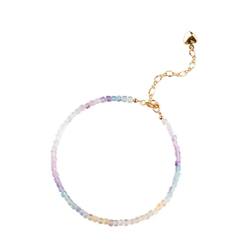 Braccialetto Buddha Stones 2,5 mm Fluorite Perline ultrasottili in rame placcato oro 14k Cuore Potenza - Image 14
