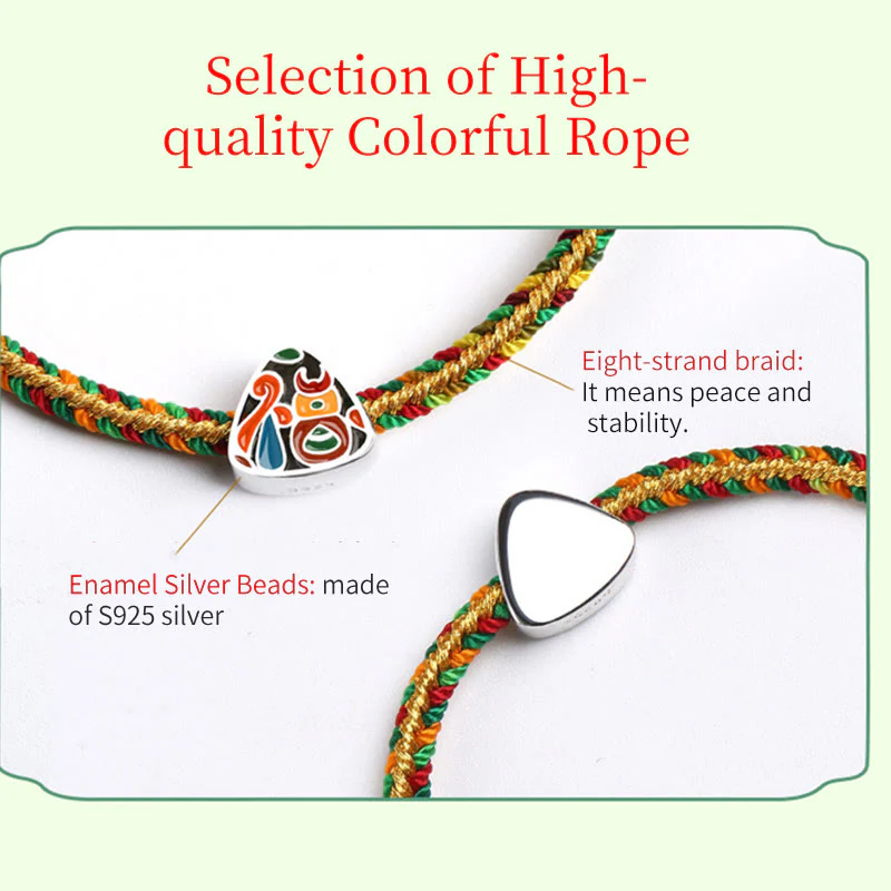Braccialetto Buddha Stones 925 Sterling Silver Dragon Boat Festival Fu Character Zongzi Pattern Luck fatto a mano multicolore per bambini e adulti - Image 8