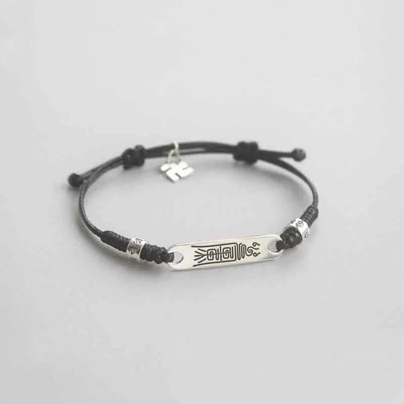 Braccialetto Buddha Stones 925 Sterling Silver Red String Luck Strength Treccia - Image 12