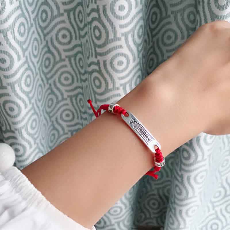 Braccialetto Buddha Stones 925 Sterling Silver Red String Luck Strength Treccia - Image 3