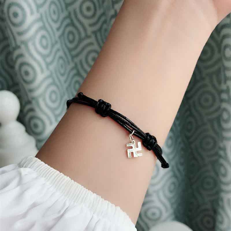 Braccialetto Buddha Stones 925 Sterling Silver Red String Luck Strength Treccia - Image 9