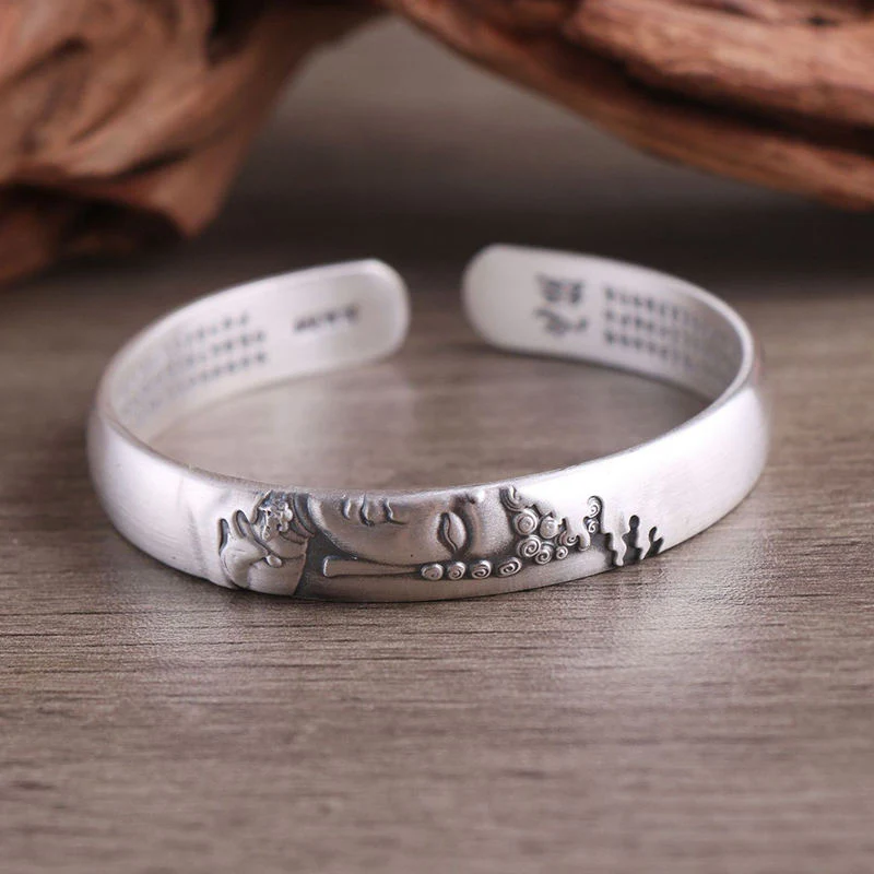 Braccialetto Buddha Stones 999 Sterling Silver Buddha Head Heart Sutra Serenity - Image 13