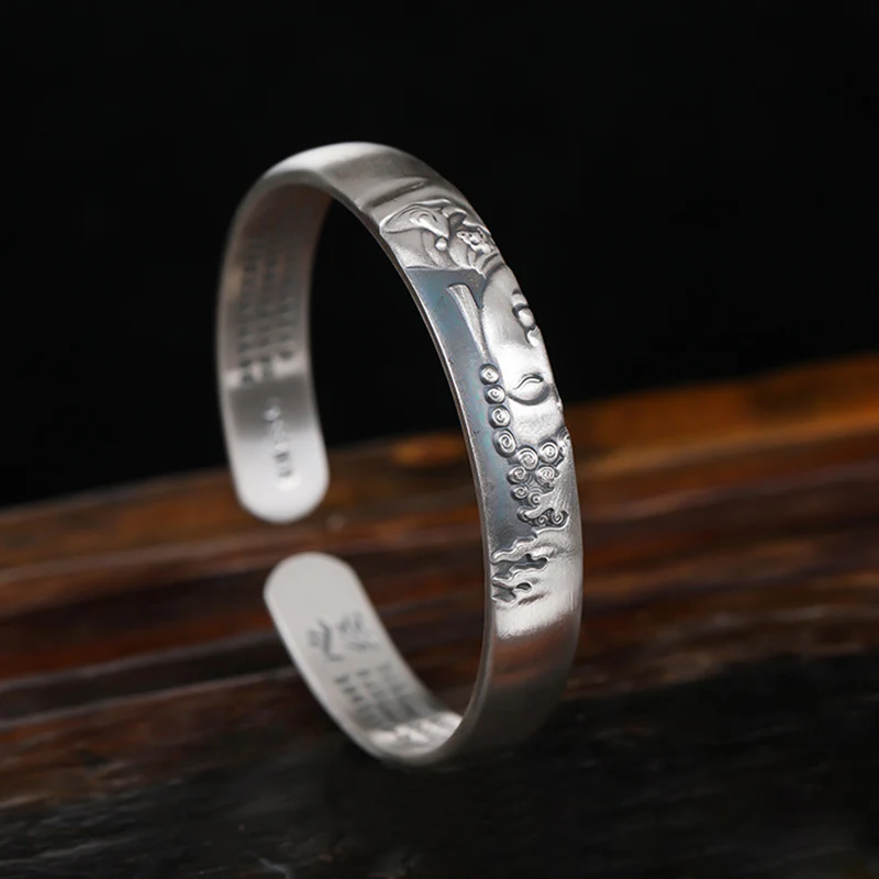 Braccialetto Buddha Stones 999 Sterling Silver Buddha Head Heart Sutra Serenity - Image 5