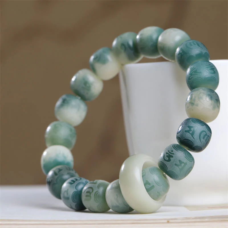 Braccialetto Buddha Stones Bodhi Seed Om Mani Padme Hum inciso per tenere lontani gli spiriti maligni