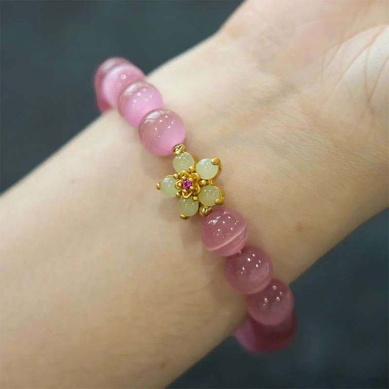Braccialetto Buddha Stones Cat's Eye Chrysoberyl Flower Love - Image 24