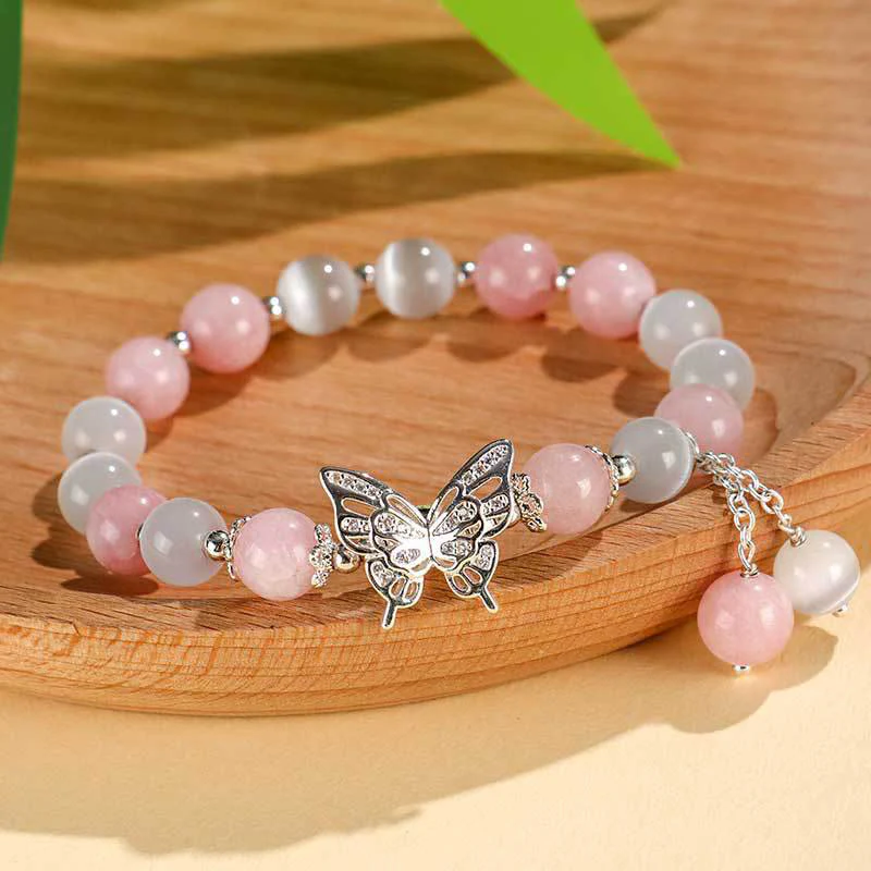 Braccialetto Buddha Stones Chrysoberyl Cat's Eye Chalcedony Butterfly Love - Image 10