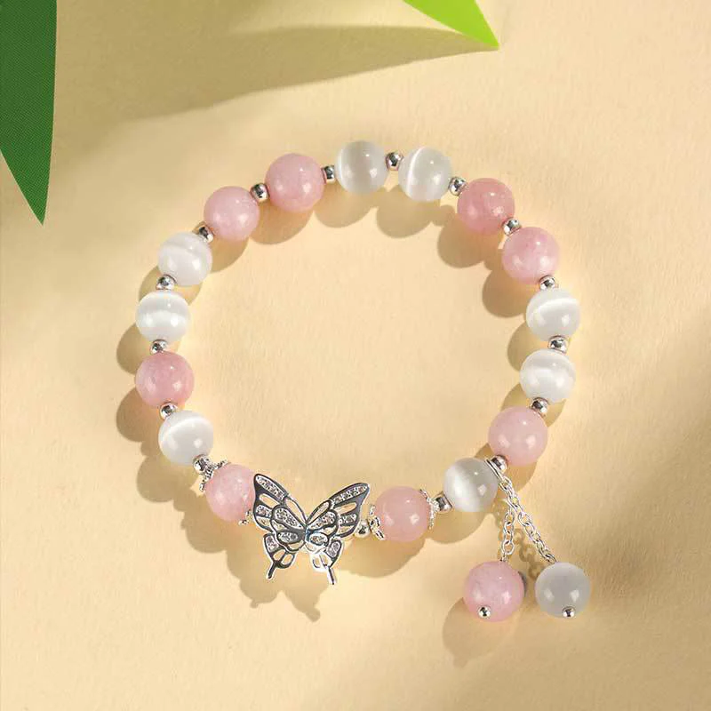 Braccialetto Buddha Stones Chrysoberyl Cat's Eye Chalcedony Butterfly Love - Image 11