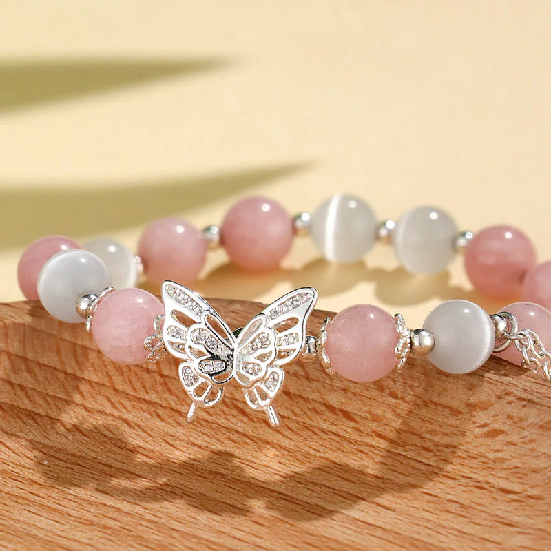 Braccialetto Buddha Stones Chrysoberyl Cat's Eye Chalcedony Butterfly Love - Image 12