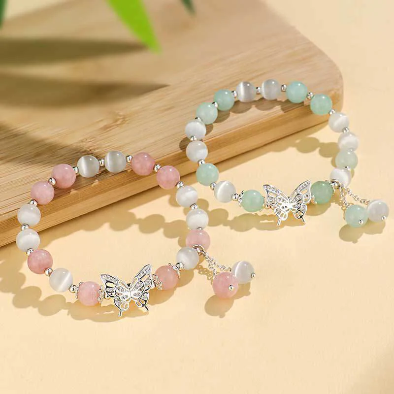 Braccialetto Buddha Stones Chrysoberyl Cat's Eye Chalcedony Butterfly Love - Image 14