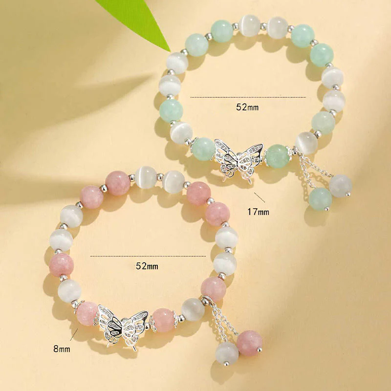 Braccialetto Buddha Stones Chrysoberyl Cat's Eye Chalcedony Butterfly Love - Image 15