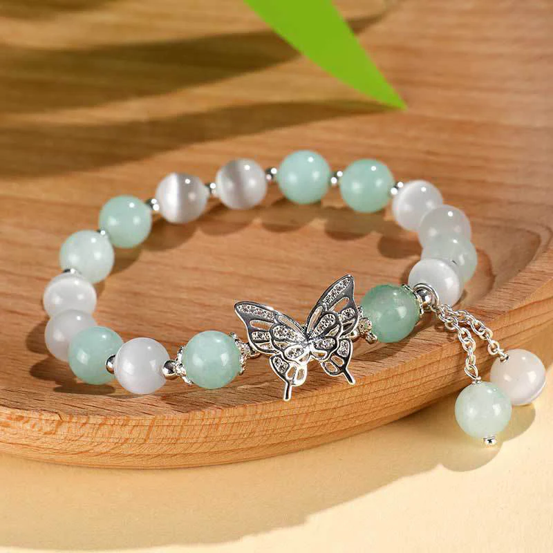 Braccialetto Buddha Stones Chrysoberyl Cat's Eye Chalcedony Butterfly Love - Image 7
