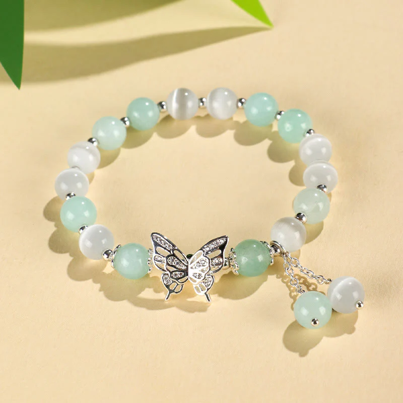 Braccialetto Buddha Stones Chrysoberyl Cat's Eye Chalcedony Butterfly Love - Image 8
