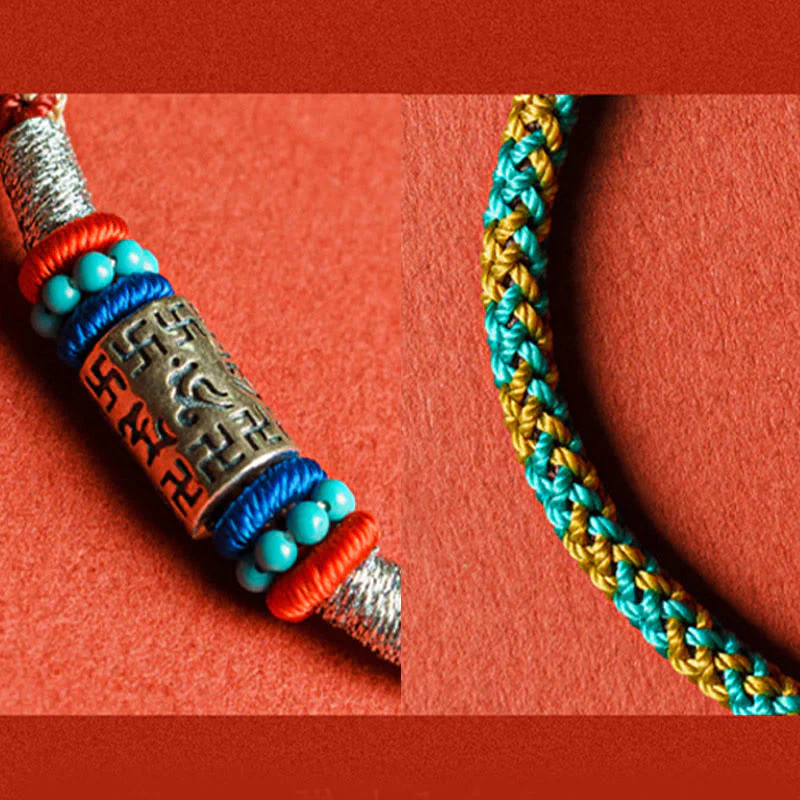 Braccialetto Buddha Stones Colorful String Six True Words 925 Silver Focus - Image 4