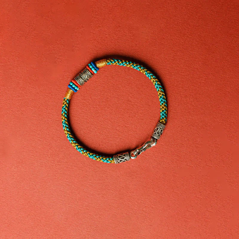 Braccialetto Buddha Stones Colorful String Six True Words 925 Silver Focus - Image 5