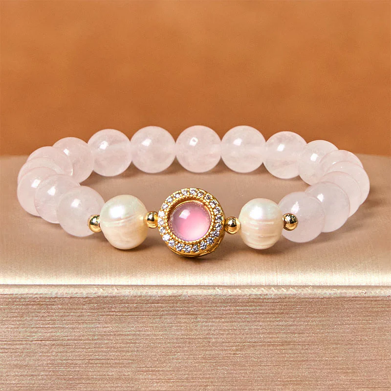Braccialetto Buddha Stones con perle di cristallo rosa e calore - Image 2