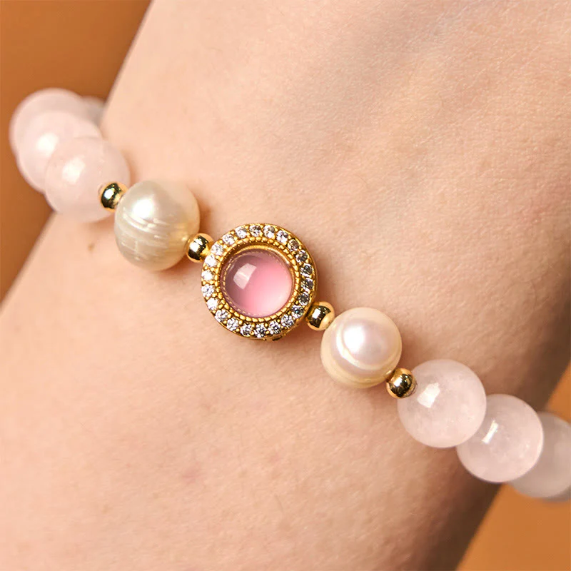 Braccialetto Buddha Stones con perle di cristallo rosa e calore - Image 3