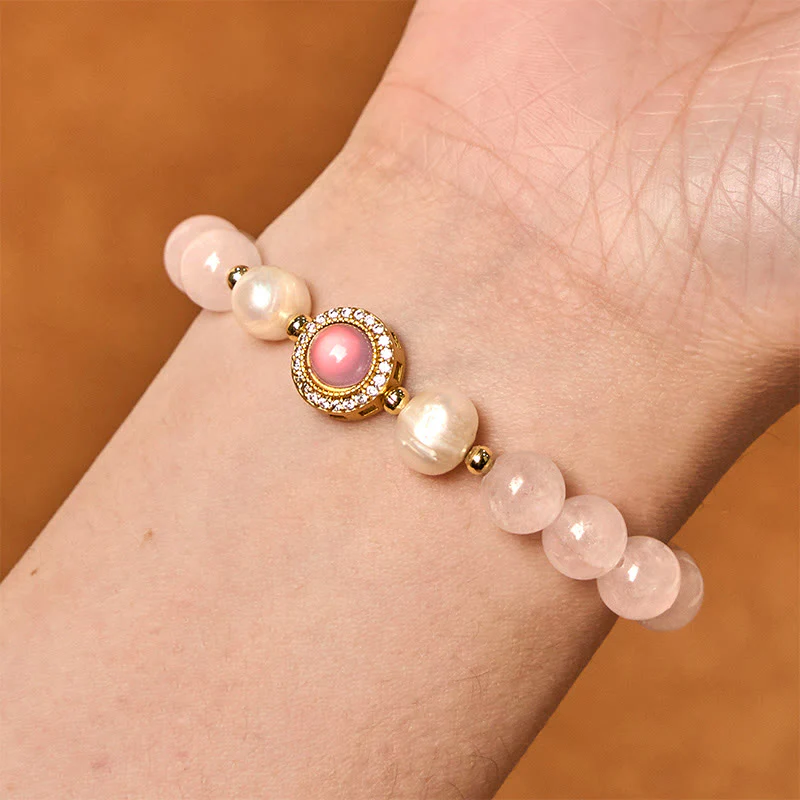 Braccialetto Buddha Stones con perle di cristallo rosa e calore - Image 4