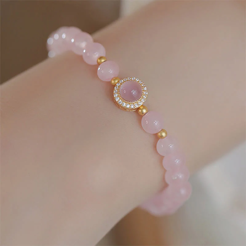 Braccialetto Buddha Stones con perle di cristallo rosa e calore - Image 7