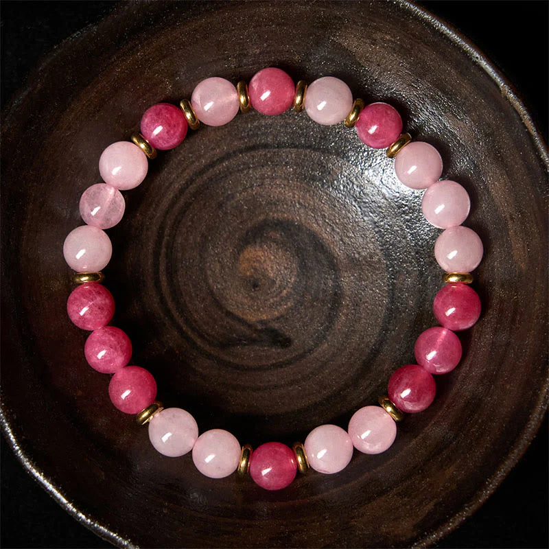 Braccialetto Buddha Stones con perline di cristallo rosa e quarzo fragola Love Positive - Image 3