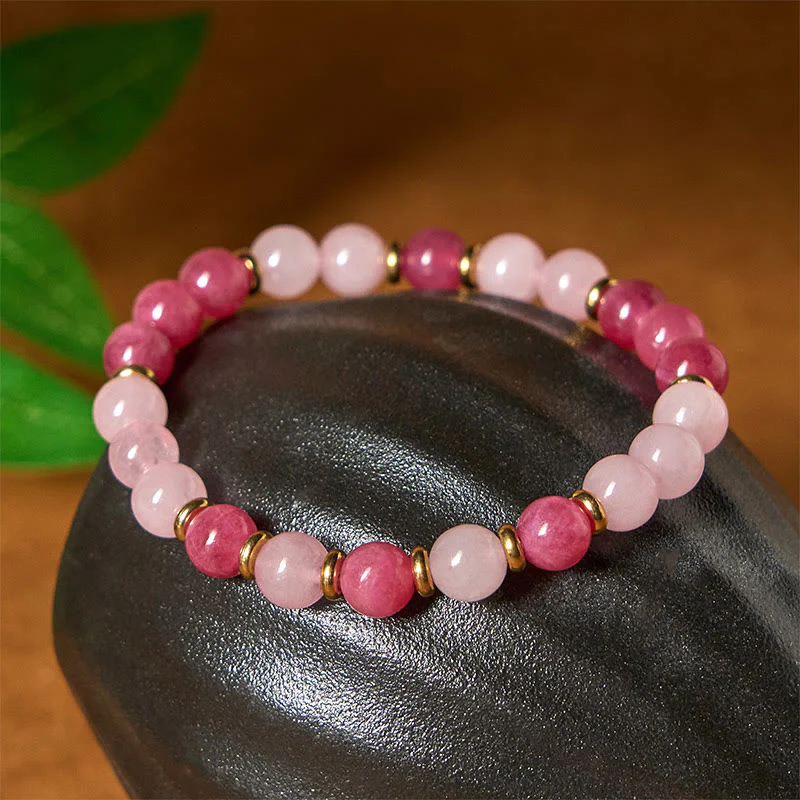 Braccialetto Buddha Stones con perline di cristallo rosa e quarzo fragola Love Positive - Image 4