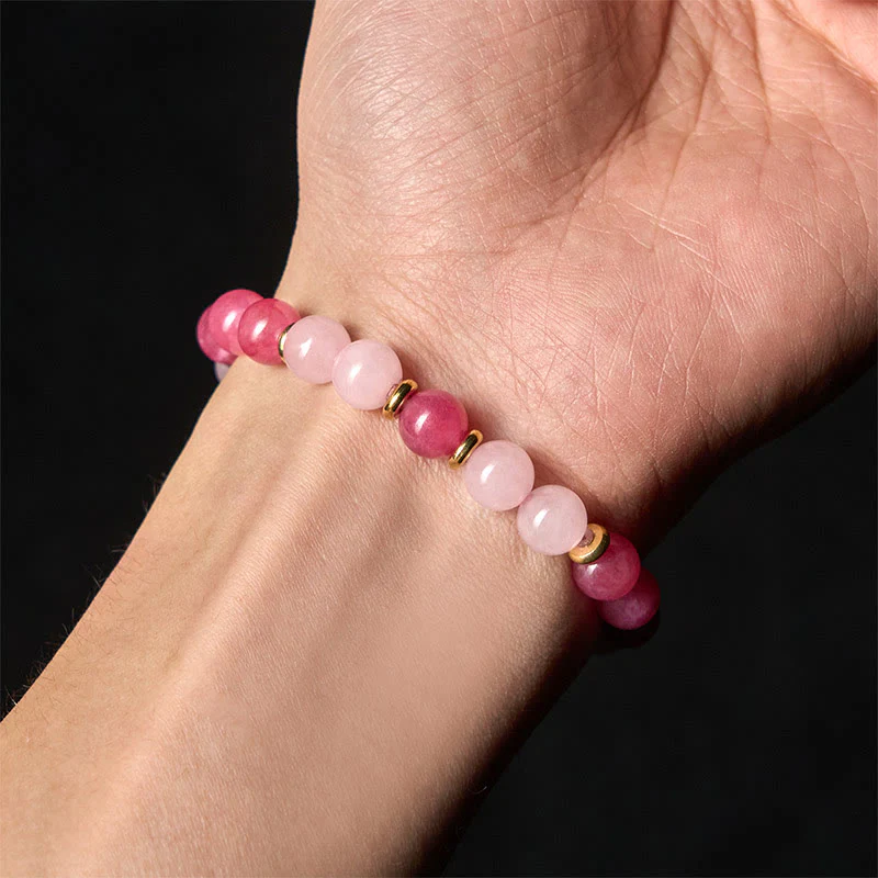 Braccialetto Buddha Stones con perline di cristallo rosa e quarzo fragola Love Positive - Image 5