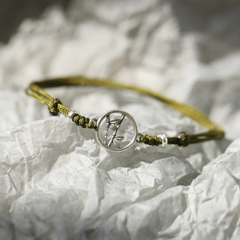 Braccialetto Buddha Stones in argento sterling 925 con corda portafortuna in bambù - Image 4