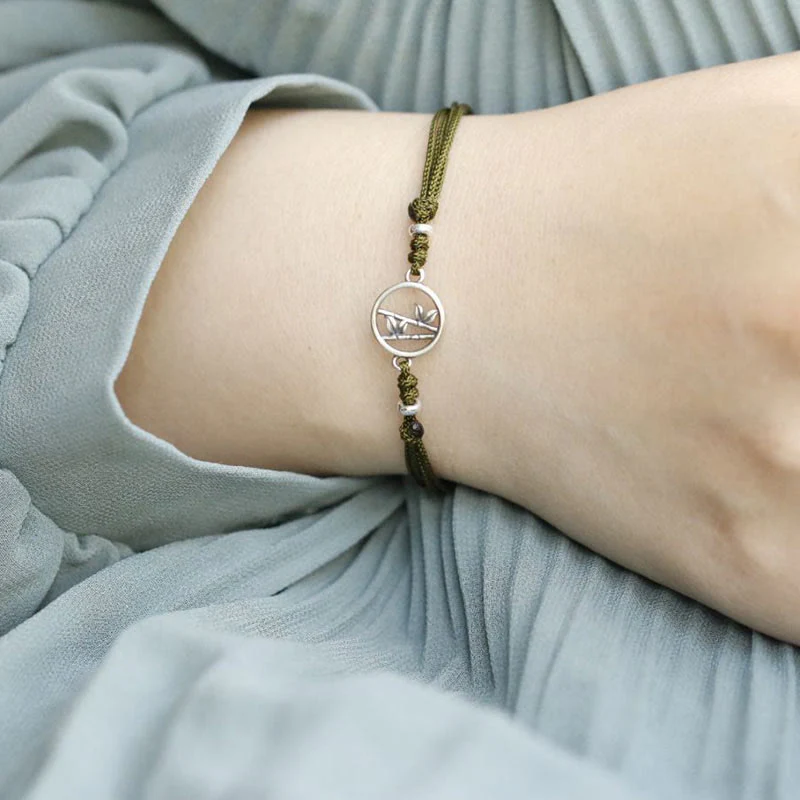 Braccialetto Buddha Stones in argento sterling 925 con corda portafortuna in bambù - Image 9