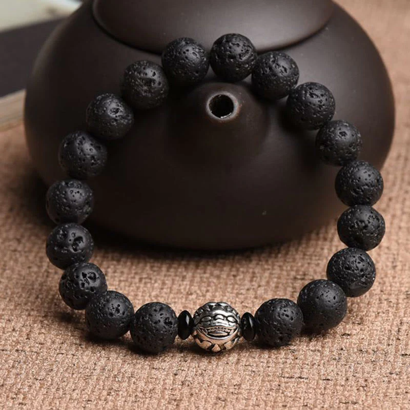 Braccialetto Buddha Stones Lava Rock Beads Rame Bianco PiXiu Wealth - Image 9