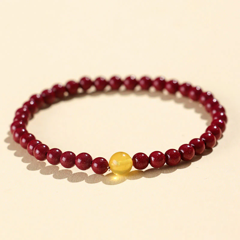 Braccialetto Buddha Stones Natural Cinnabar Ambra Calma - Image 2