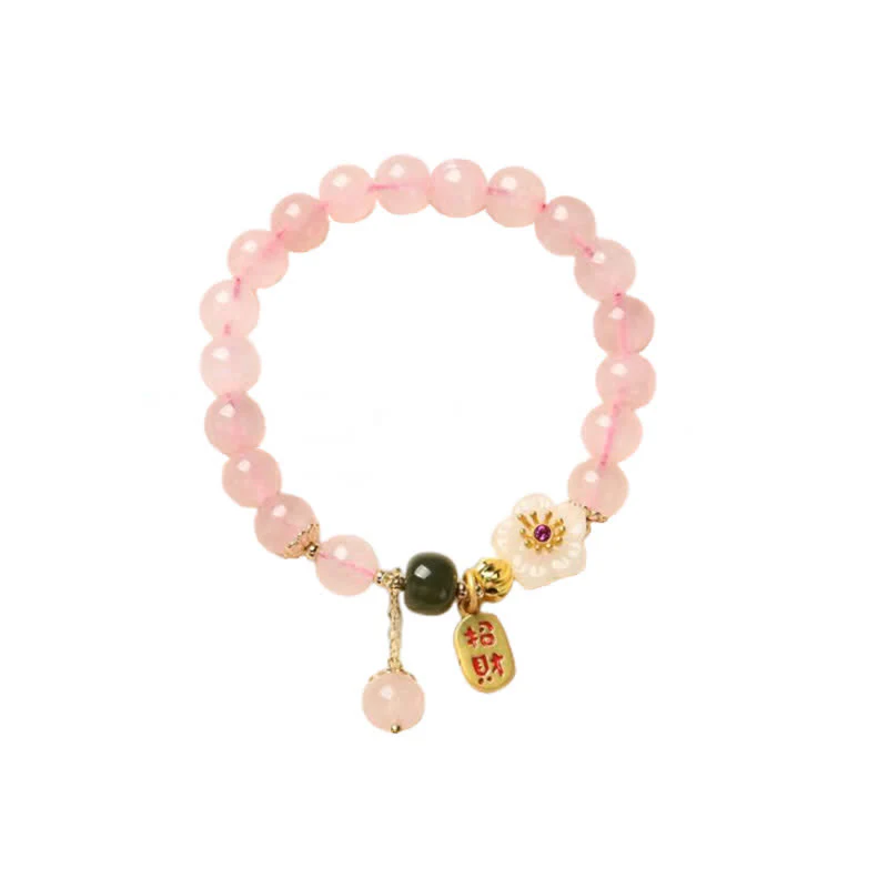 Braccialetto Buddha Stones Natural Pink Crystal Jade Flower Warm Love - Image 8