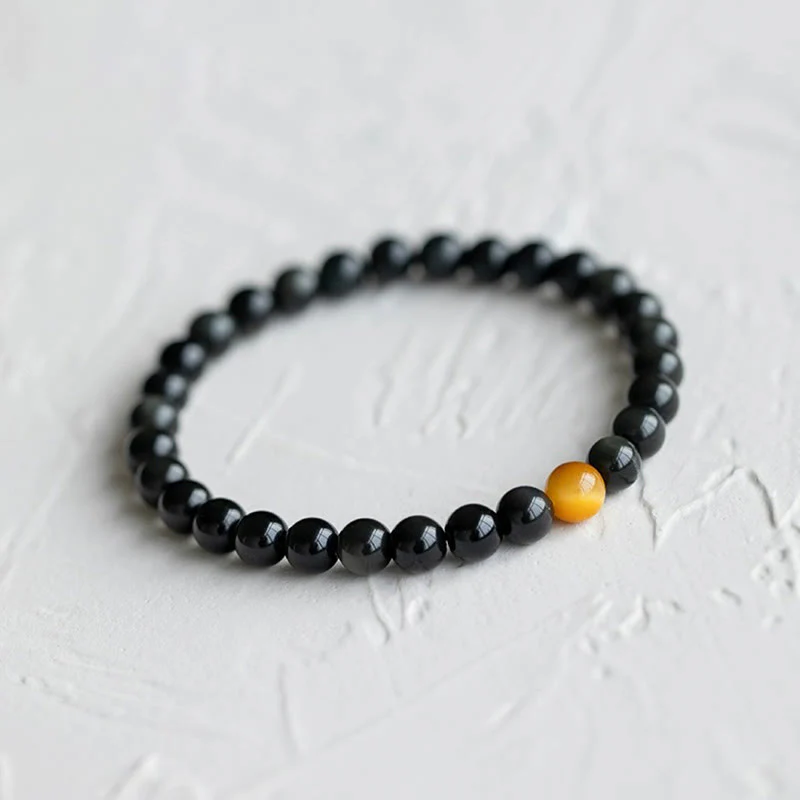 Braccialetto Buddha Stones Natural Rainbow Obsidian Tiger Eye Positive Love