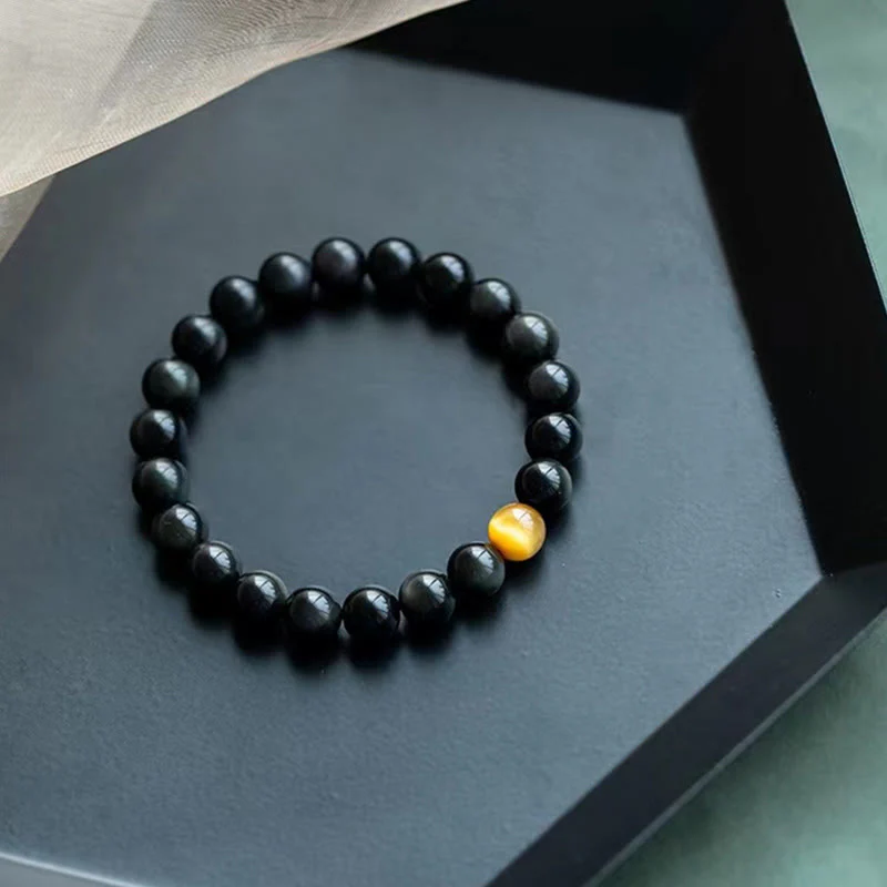 Braccialetto Buddha Stones Natural Rainbow Obsidian Tiger Eye Positive Love - Image 11