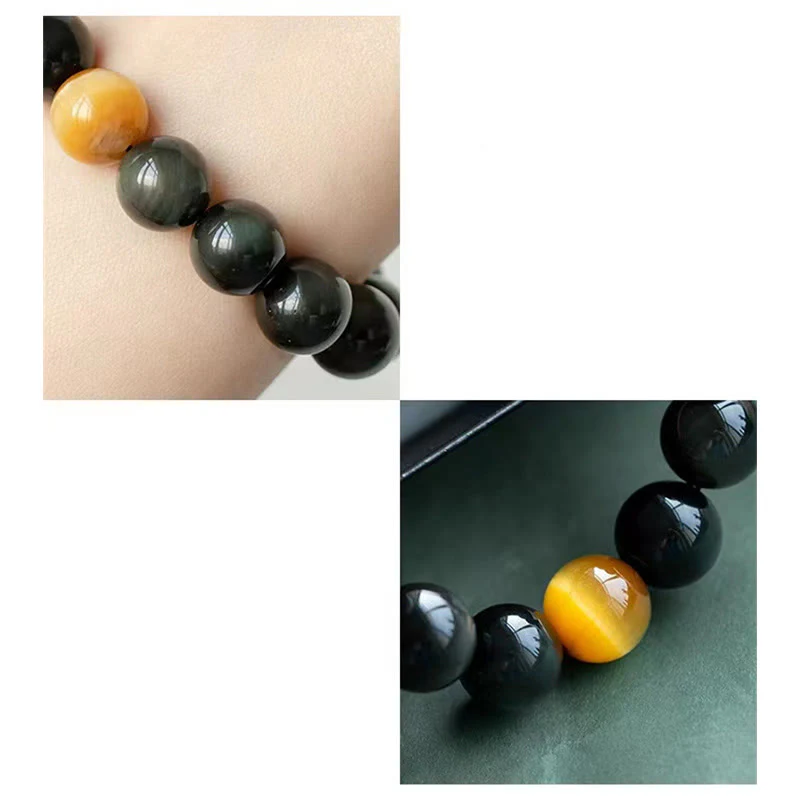 Braccialetto Buddha Stones Natural Rainbow Obsidian Tiger Eye Positive Love - Image 19