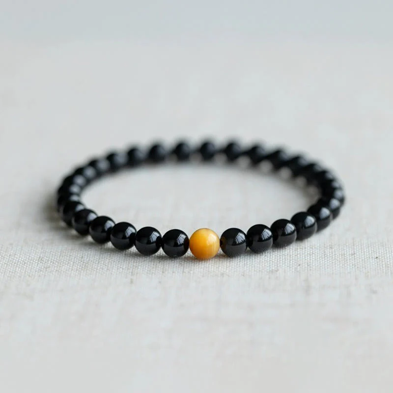 Braccialetto Buddha Stones Natural Rainbow Obsidian Tiger Eye Positive Love - Image 2