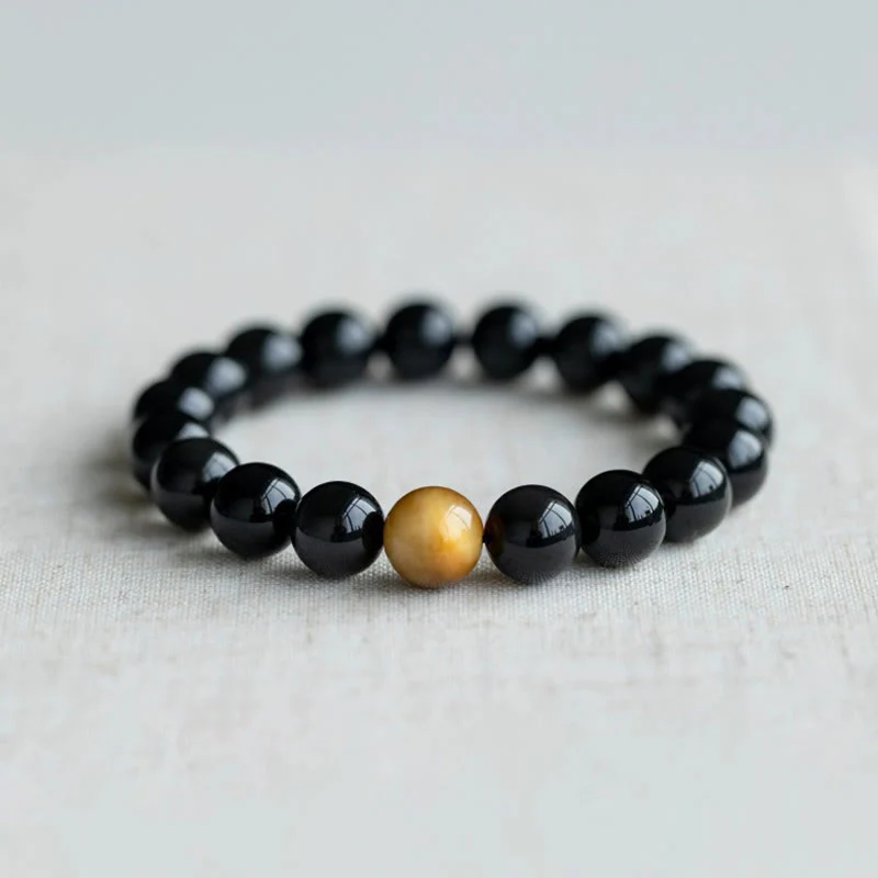 Braccialetto Buddha Stones Natural Rainbow Obsidian Tiger Eye Positive Love - Image 8