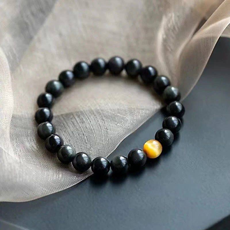Braccialetto Buddha Stones Natural Rainbow Obsidian Tiger Eye Positive Love - Image 9