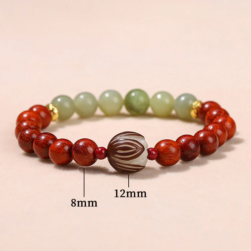 Braccialetto Buddha Stones Natural Rosewood Ciano Giada Bodhi Seed Lotus Calore Calma - Image 9