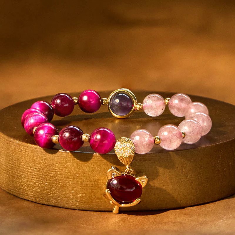 Braccialetto Buddha Stones Natural Strawberry Quartz Pixiu Love - Image 8